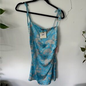 Blue Paisley Silk Dress